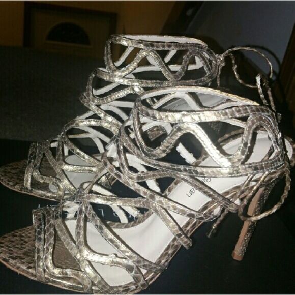 Alexandre Birman Melody Gold Cage Heel SZ 37 - Picture 3 of 4